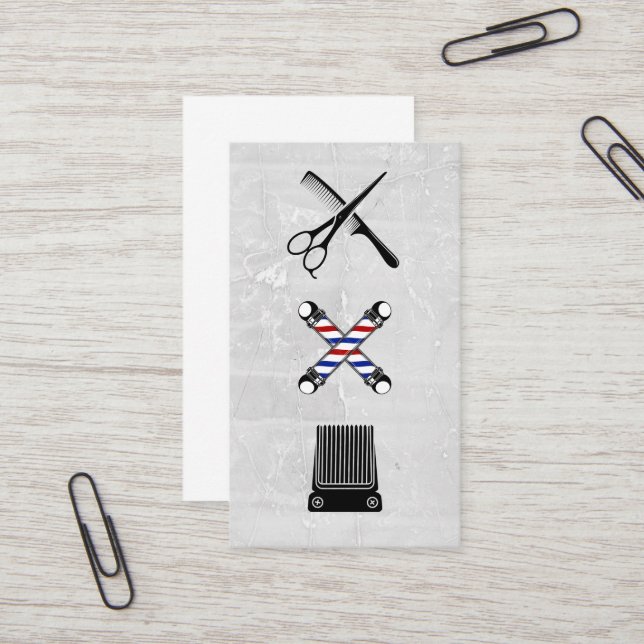 Symbol für Barbershop | Haarschnitt Visitenkarte (Vorderseite/Rückseite Beispiel)