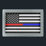 Symbol für blaue, dünne Linie, Feuerwehr Rechteckige Gürtelschnalle<br><div class="desc">Symbol für blaue,  dünne Linie,  Feuerwehr der Polizei,  US-Flagge</div>