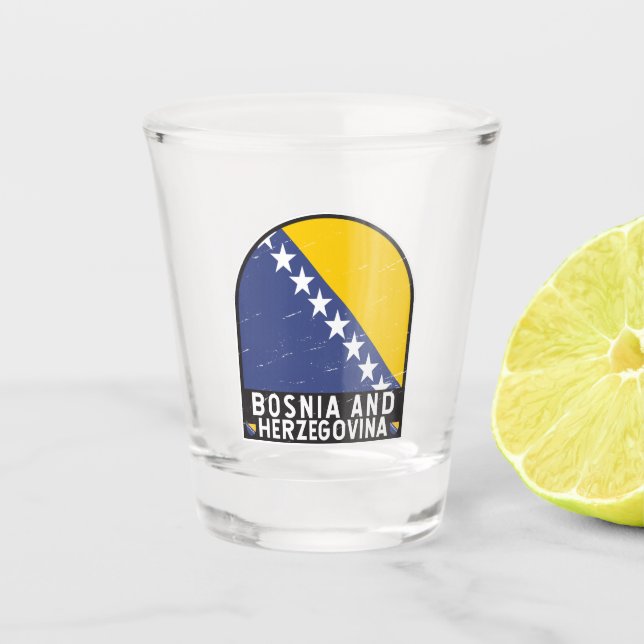 Symbol für Bosnien und Herzegowina Schnapsglas (Vorderseite)