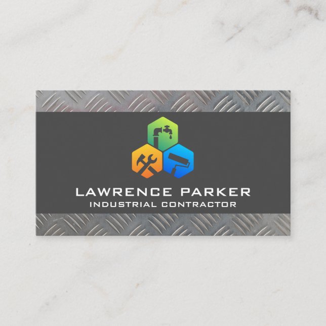 Symbol für Builderreparatur | Bau | Stahl Visitenkarte (Vorderseite)