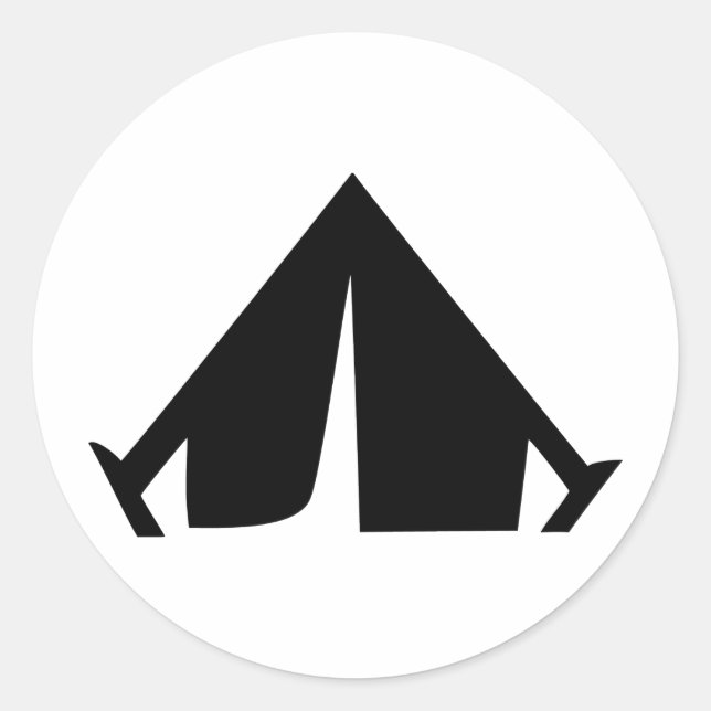 Symbol für Camping Runder Aufkleber (Vorderseite)