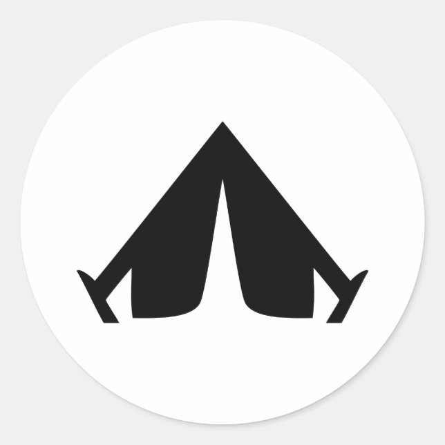 Symbol für Camping Runder Aufkleber (Vorderseite)
