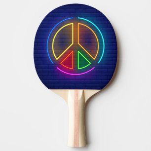 Symbol für das mehrfarbige Neonfriedzeichen Tischtennis Schläger