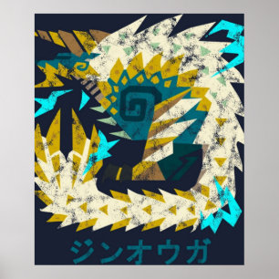 Symbol für das Zinogre-Kanji von Monster Hunter Wo Poster