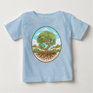 Symbol für den Frieden mit Olivenbaum in einem fre Baby T-shirt
