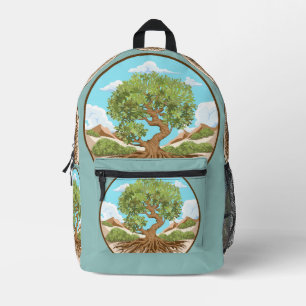 Symbol für den Frieden mit Olivenbaum in einem fre Bedruckter Rucksack