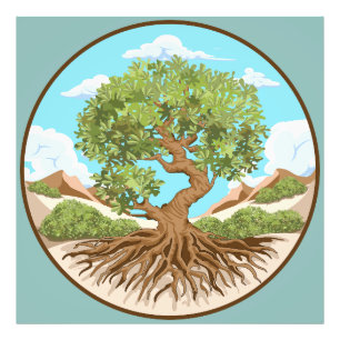 Symbol für den Frieden mit Olivenbaum in einem fre Fotodruck