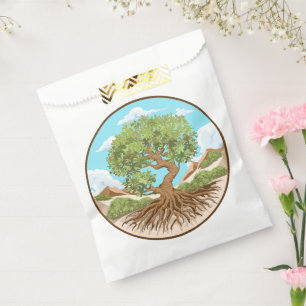 Symbol für den Frieden mit Olivenbaum in einem fre Geschenktütchen