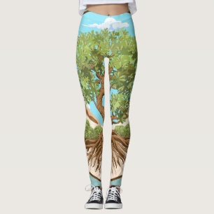 Symbol für den Frieden mit Olivenbaum in einem fre Leggings