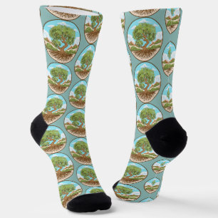 Symbol für den Frieden mit Olivenbaum in einem fre Socken