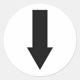 Symbol für den schwarzen Pfeil nach unten Runder Aufkleber