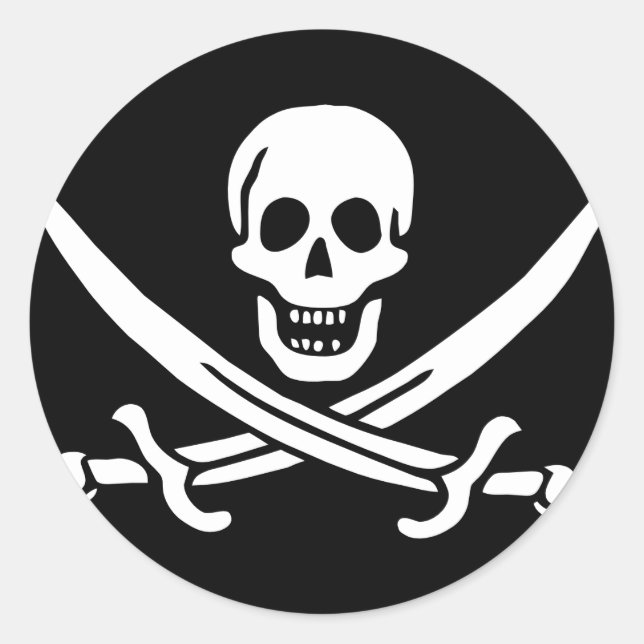 Symbol für den schwarzen und weißen Piratenschädel Runder Aufkleber (Vorderseite)