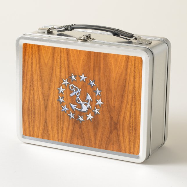 Symbol für die Yacht-Flagge auf der Holzdruckplatt Metall Brotdose (Vorderseite)