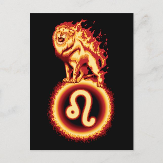 Symbol für Feuerlöschlampe - Leo Zodiac-Zeichen Postkarte (Vorderseite)