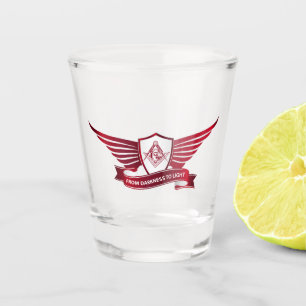 Symbol für Freimaurerei und Schild Schnapsglas