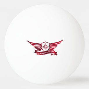 Symbol für Freimaurerei und Schild Tischtennisball