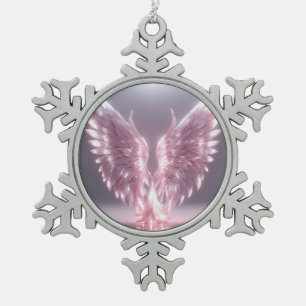 Symbol für hellrosa Engelchen Schneeflocken Zinn-Ornament
