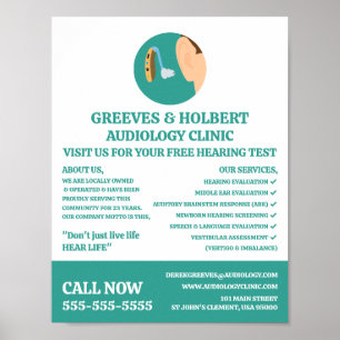 Symbol für Hörhilfe, Audiologe, Klinik für Audiolo Poster