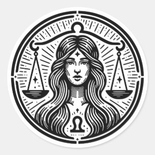 Symbol für Horoskop-Sign Libra Runder Aufkleber