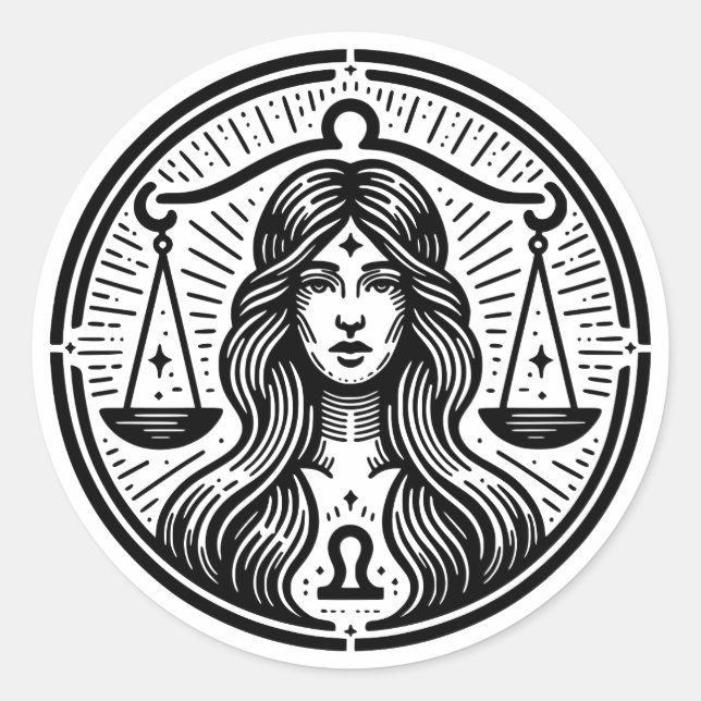 Symbol für Horoskop-Sign Libra Runder Aufkleber (Vorderseite)