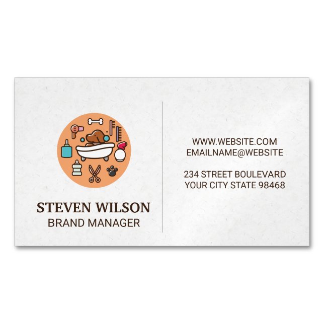 Symbol für Hunde-Wash-Dusche | Hintergrund Papiert Magnetische Visitenkarte (Vorderseite)