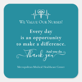 Symbol für Krankenpflege: Woche der Gesundheitsver Quadratischer Aufkleber