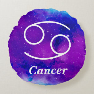 Symbol für Krebs Lila Blauer Leerraum Nebel Rundes Kissen