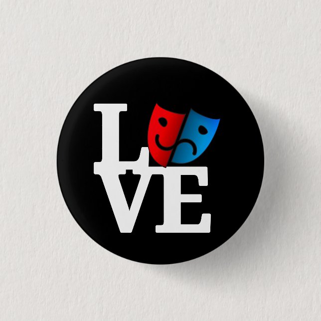 Symbol für LIEBE + Komödie/Tragödie: Theaterliebha Button (Vorderseite)