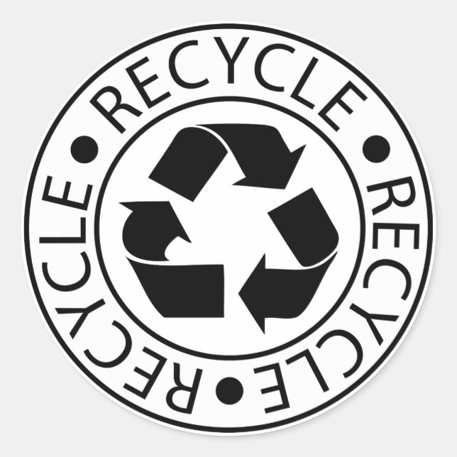Symbol für Recycling in Schwarz, Eco, Tag der Erde Runder Aufkleber (Vorderseite)