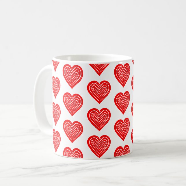 Symbol für rote Playing Card Form Lino Schnitt Kaffeetasse (Vorderseite Links)