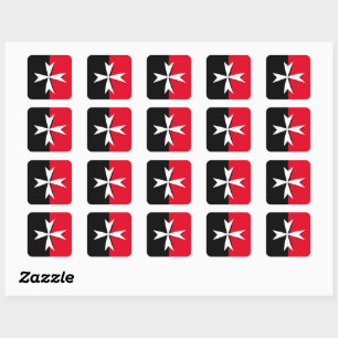 Symbol für weißes Malteserkreuz und Malta / Ritter Quadratischer Aufkleber