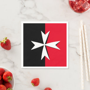 Symbol für weißes Malteserkreuz und Malta / Ritter Serviette