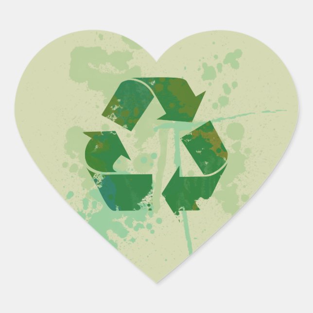 Symbol gerecycelt Herz-Aufkleber (Vorderseite)
