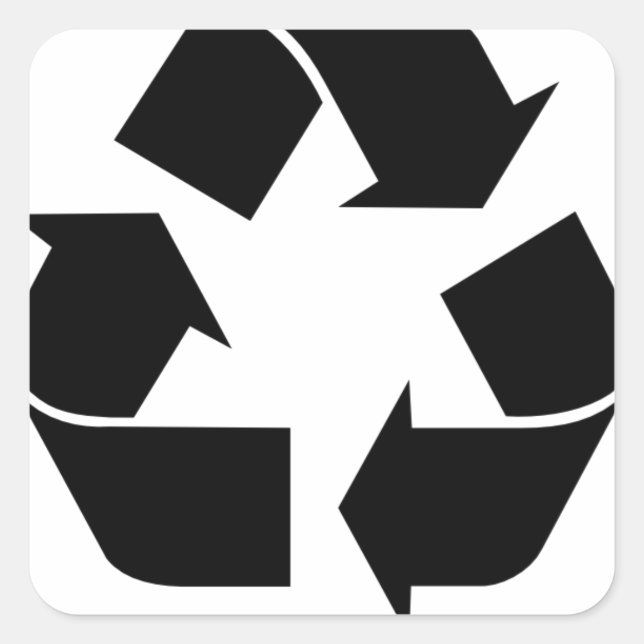 Symbol gerecycelt quadratischer aufkleber (Vorderseite)