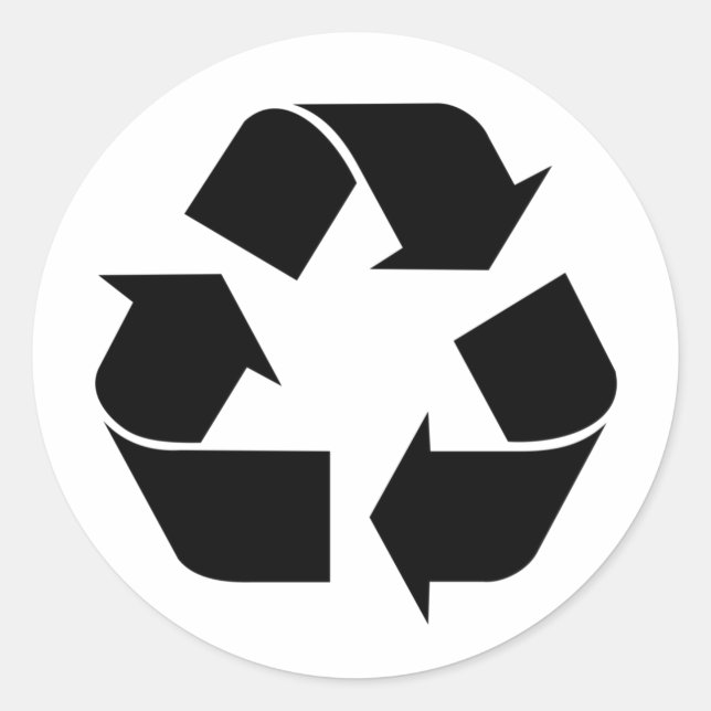 Symbol gerecycelt runder aufkleber (Vorderseite)