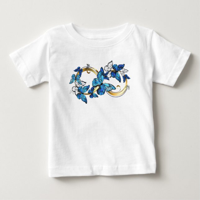 Symbol Infinity of Blue Morpho Butterflies Baby T-shirt (Vorderseite)