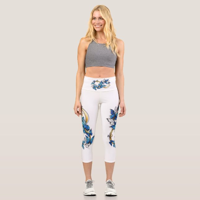 Symbol Infinity of Blue Morpho Butterflies Capri Leggings (Vorderseite)