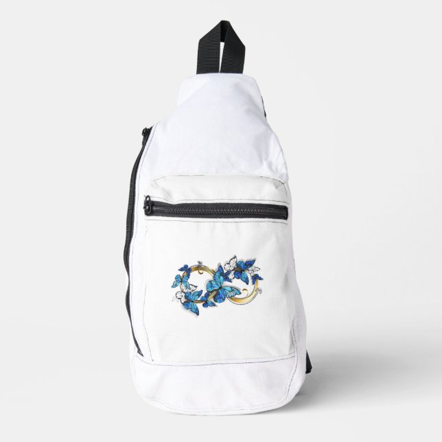 Symbol Infinity of Blue Morpho Butterflies Crossbody Bag (Vorderseite)
