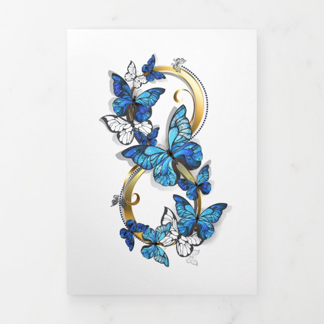 Symbol Infinity of Blue Morpho Butterflies Dreifach-gefaltete Programmkarte (Cover)