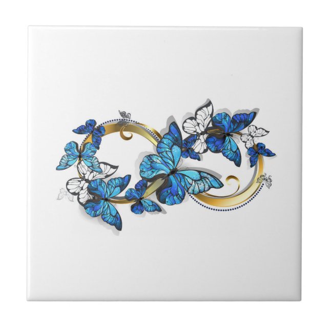 Symbol Infinity of Blue Morpho Butterflies Fliese (Vorderseite)