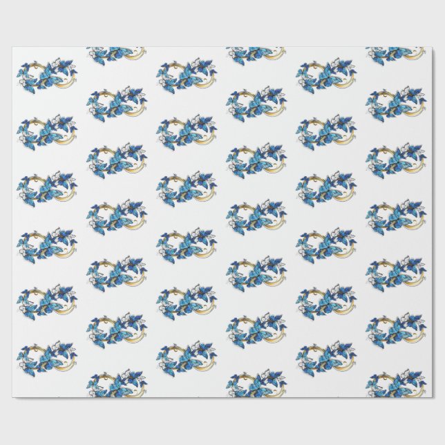 Symbol Infinity of Blue Morpho Butterflies Geschenkpapier (Flach)
