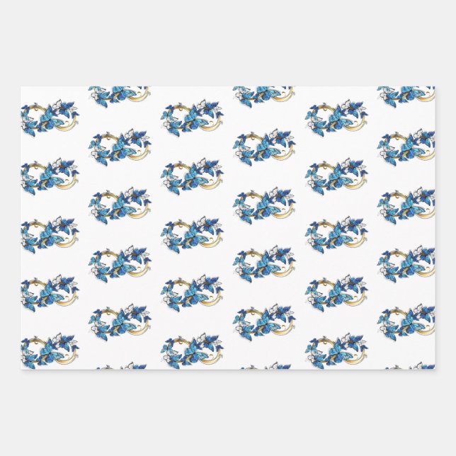 Symbol Infinity of Blue Morpho Butterflies Geschenkpapier Set (Vorderseite)