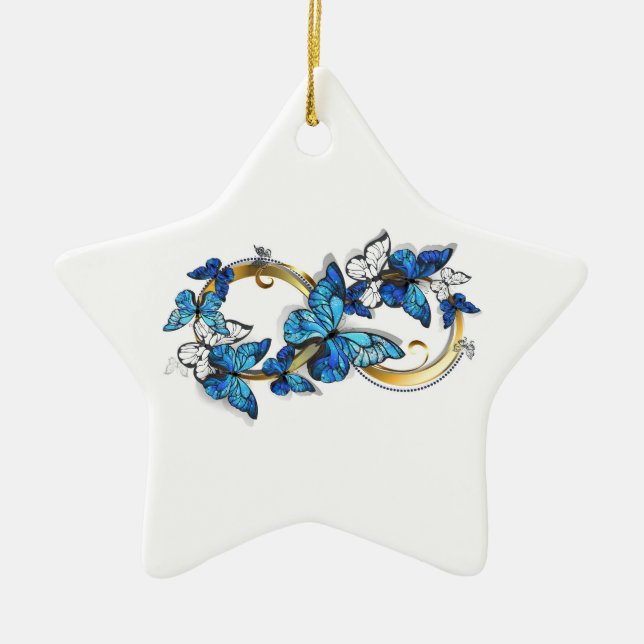 Symbol Infinity of Blue Morpho Butterflies Keramik Ornament (Vorne)