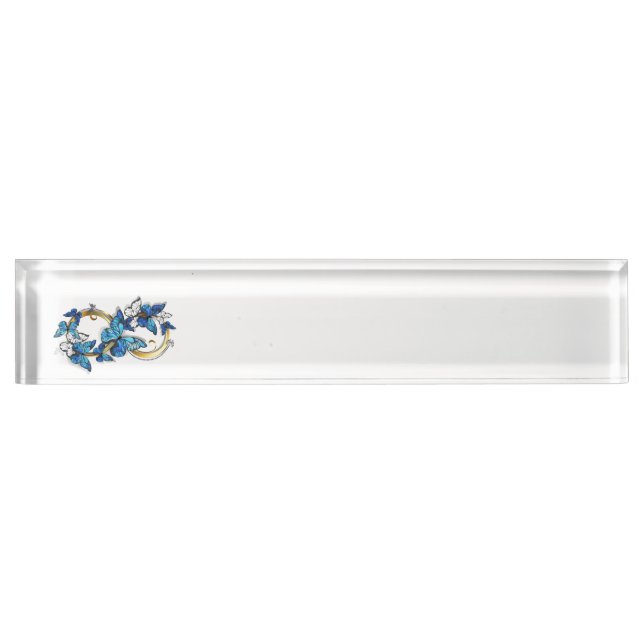 Symbol Infinity of Blue Morpho Butterflies Namensplakette (Vorderseite)