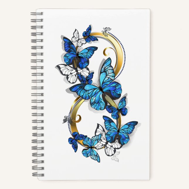 Symbol Infinity of Blue Morpho Butterflies Notizbuch (Vorderseite)