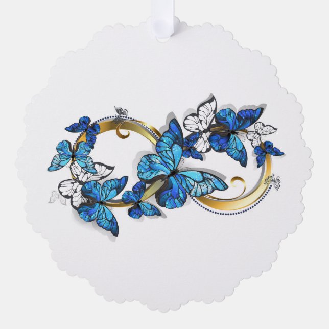 Symbol Infinity of Blue Morpho Butterflies Ornament Karte (Vorderseite)