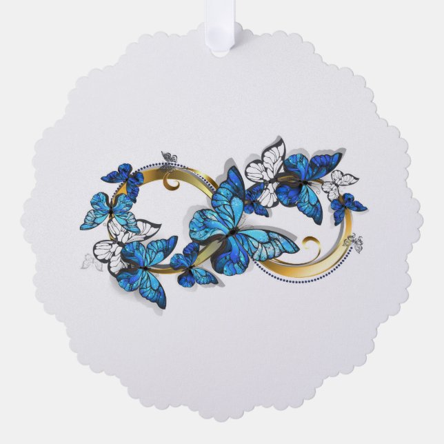 Symbol Infinity of Blue Morpho Butterflies Ornament Karte (Vorderseite)