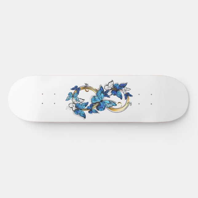 Symbol Infinity of Blue Morpho Butterflies Skateboard (Horizontal)