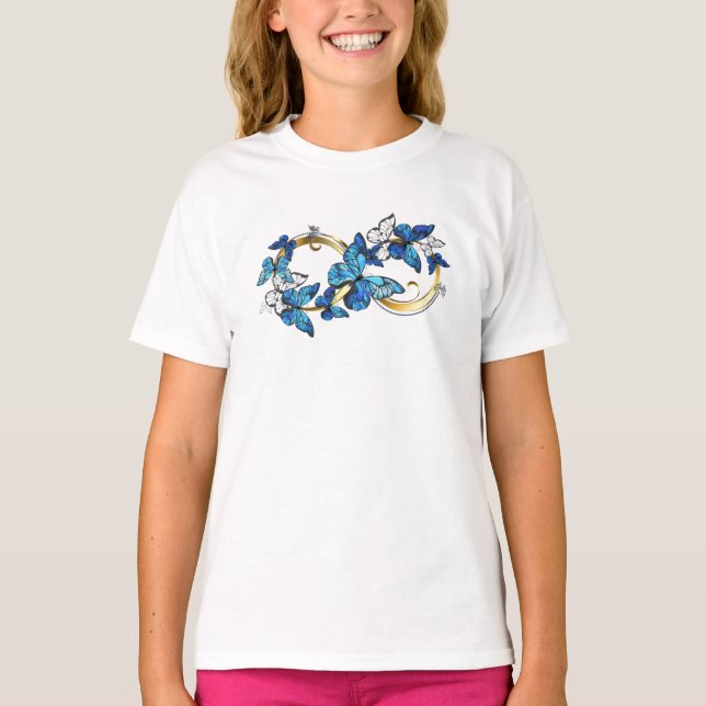 Symbol Infinity of Blue Morpho Butterflies T-Shirt (Vorderseite)