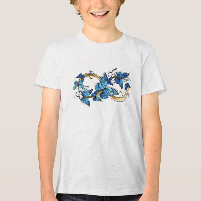 Symbol Infinity of Blue Morpho Butterflies Tri-Blend Shirt (Vorderseite)
